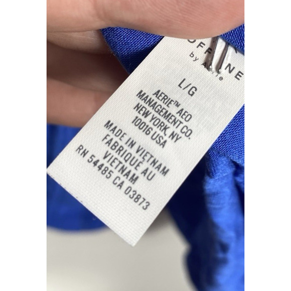 Offline by Aerie Knit Top Tunic Size L Blue Stretch Knit Coastal Athleisure Yoga - Picture 7 of 10
